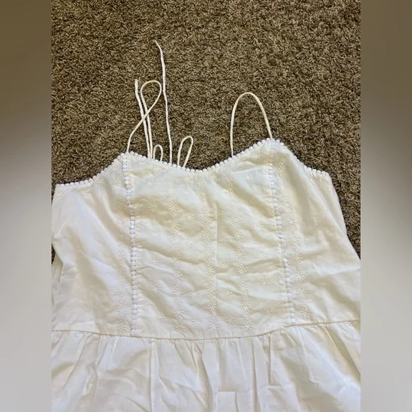 Gap Beautiful Cotton White Sundress Eyelet‎ Dress Size Large - Picture 4 of 7